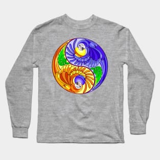 Yin Yang Macaw Parrot Zen Sign Long Sleeve T-Shirt